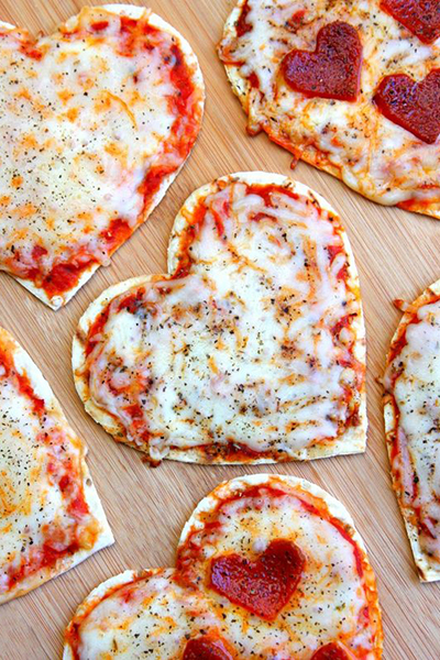 pizzas en forme de coeur